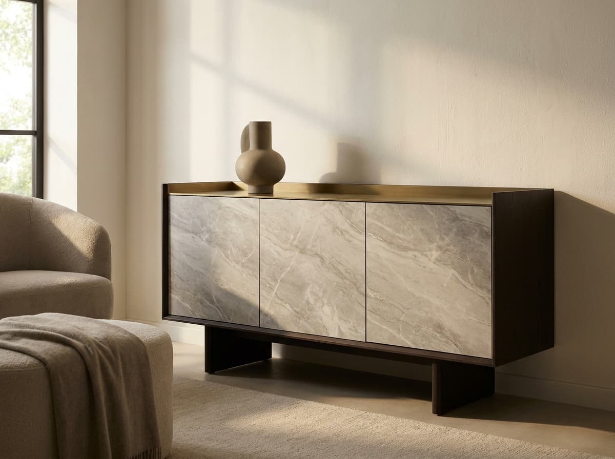 Foliertes Sideboard in Marmor-Optik – Möbelfolierung von SL Möbelfolierung